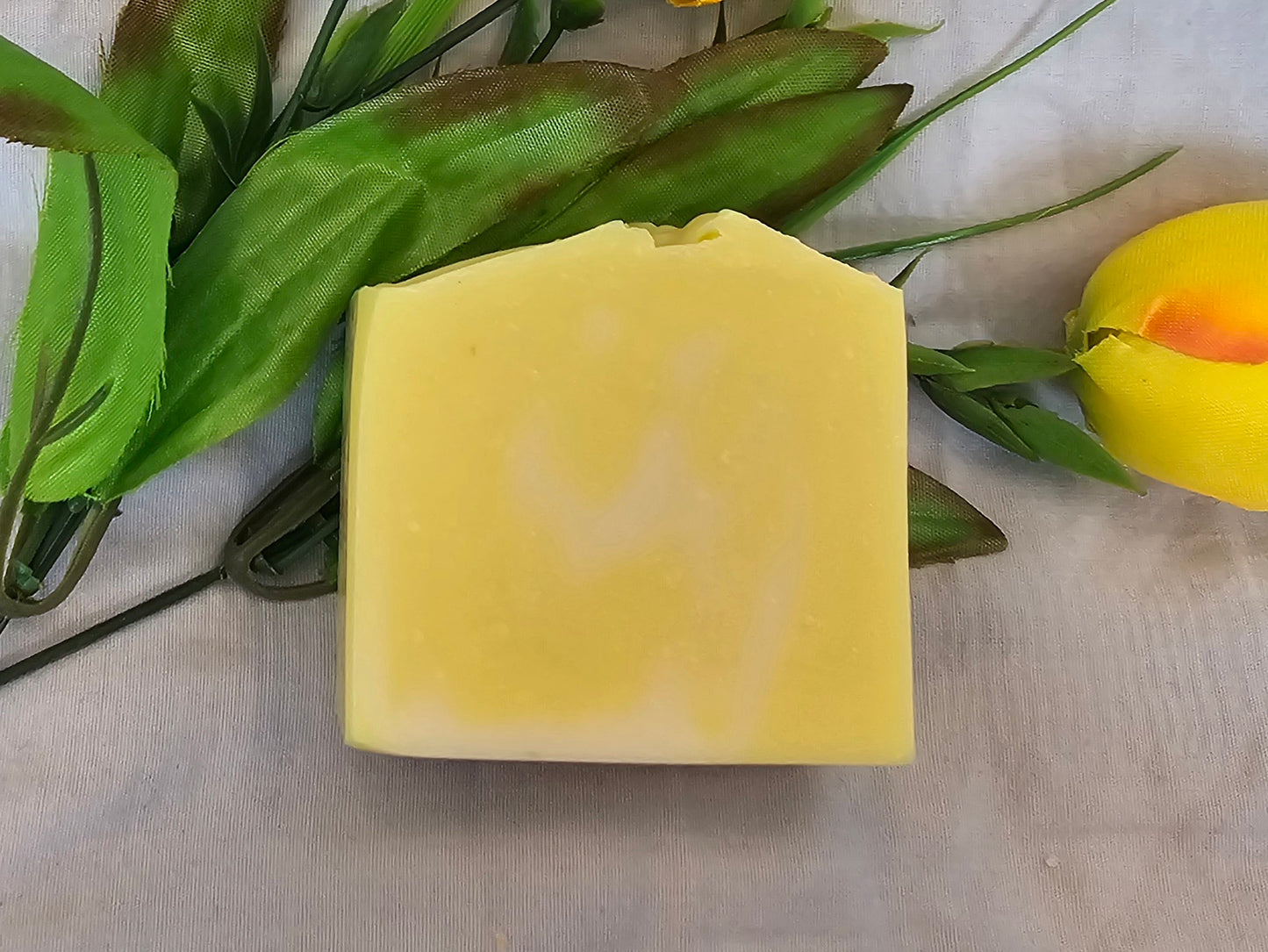 Handmade natural lemon soap with coconut oil and lemon essential oil