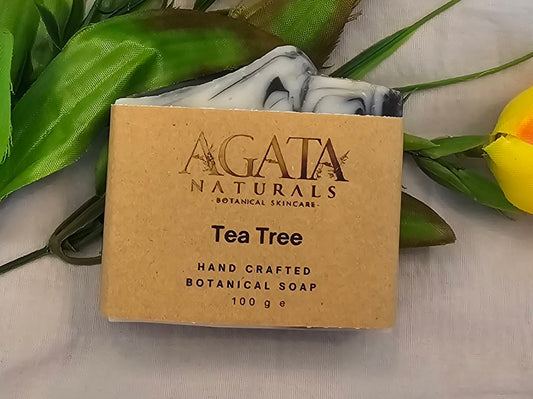 “Handmade tea tree soap with charcoal and clay for acne-prone skin”
“Detoxifying natural soap bar with tea tree oil and green clay”