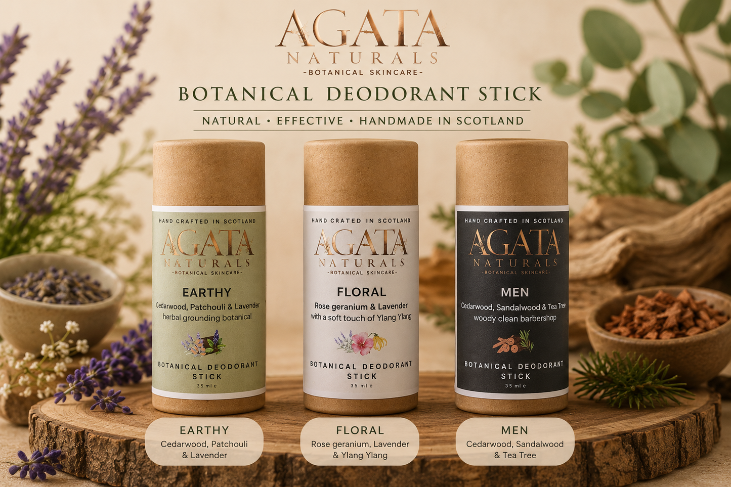 🌿 Natural Deodorant Sticks | Handmade Botanical Deodorant – Agata Naturals