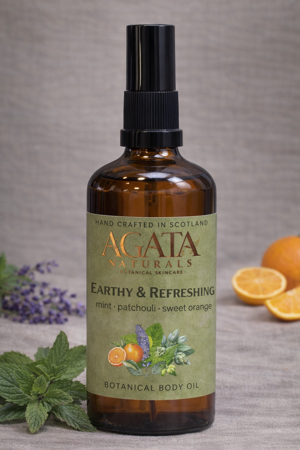 Earthy Body Oil with Mint & Patchouli – Refreshing Citrus-Herbal Blend